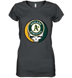 Oakland Athletics Grateful Dead Baseball Steal Your Face MLB Women's V-Neck T-Shirt