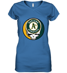 Oakland Athletics Grateful Dead Baseball Steal Your Face MLB Women's V-Neck T-Shirt Women's V-Neck T-Shirt - globaltrendtees