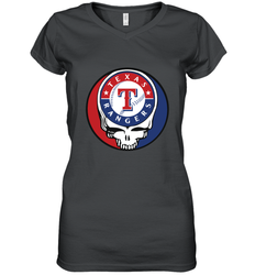 Texas Rangers Grateful Dead Baseball Steal Your Face MLB Women's V-Neck T-Shirt