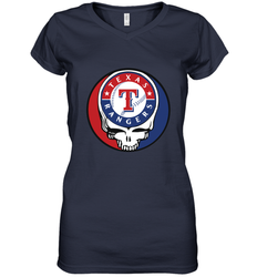 Texas Rangers Grateful Dead Baseball Steal Your Face MLB Women's V-Neck T-Shirt