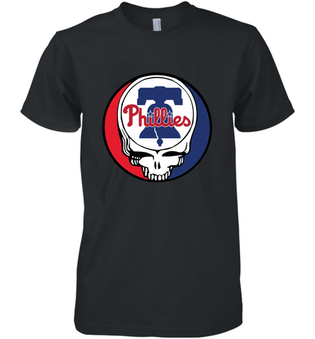 Philadelphia Phillies Grateful Dead Baseball Steal Your Face MLB Men's Premium T-Shirt Men's Premium T-Shirt / Black / XS Men's Premium T-Shirt - globaltrendtees