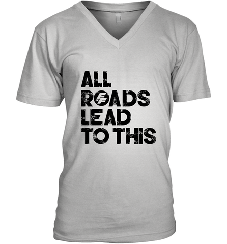 Fast & Furious Logo All Roads Lead To This Men's V-Neck T-Shirt Men's V-Neck T-Shirt / White / S Men's V-Neck T-Shirt - globaltrendtees