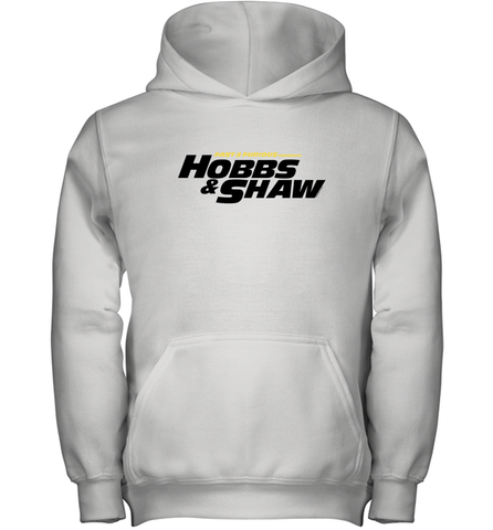Fast & Furious Hobbs & Shaw Yellow And Black Movie Logo Youth Hooded Sweatshirt Youth Hooded Sweatshirt / White / XS Youth Hooded Sweatshirt - globaltrendtees