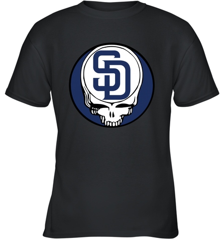 San Diego Padres Grateful Dead Baseball Steal Your Face MLB Youth T-Shirt Youth T-Shirt / Black / XS Youth T-Shirt - globaltrendtees