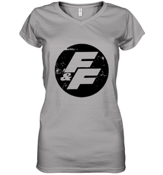 Fast and Furious Distressed Circle Logo Women's V-Neck T-Shirt