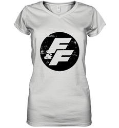 Fast and Furious Distressed Circle Logo Women's V-Neck T-Shirt