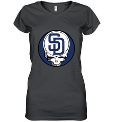 San Diego Padres Grateful Dead Baseball Steal Your Face MLB Women's V-Neck T-Shirt