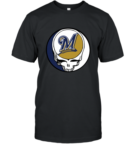 Milwaukee Brewers Grateful Dead Baseball Steal Your Face MLB Men's T-Shirt Men's T-Shirt / Black / S Men's T-Shirt - globaltrendtees