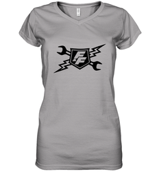 Fast & Furious Racing Shield Motif Women's V-Neck T-Shirt