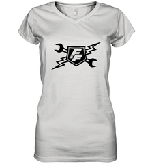 Fast & Furious Racing Shield Motif Women's V-Neck T-Shirt Women's V-Neck T-Shirt - globaltrendtees