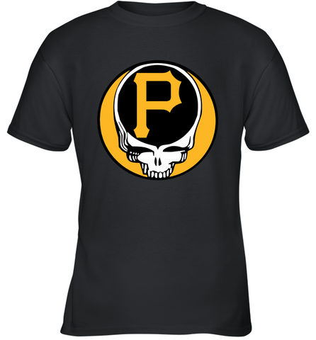 Pittsburgh Pirates Grateful Dead Baseball Steal Your Face MLB Youth T-Shirt Youth T-Shirt / Black / XS Youth T-Shirt - globaltrendtees