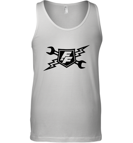 Fast & Furious Racing Shield Motif Men's Tank Top Men's Tank Top / White / XS Men's Tank Top - globaltrendtees