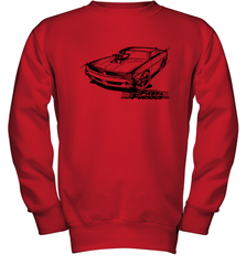 Fast & Furious Dom's Charger with Engine Youth Crewneck Sweatshirt Youth Crewneck Sweatshirt - globaltrendtees