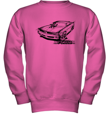 Fast & Furious Dom's Charger with Engine Youth Crewneck Sweatshirt Youth Crewneck Sweatshirt - globaltrendtees