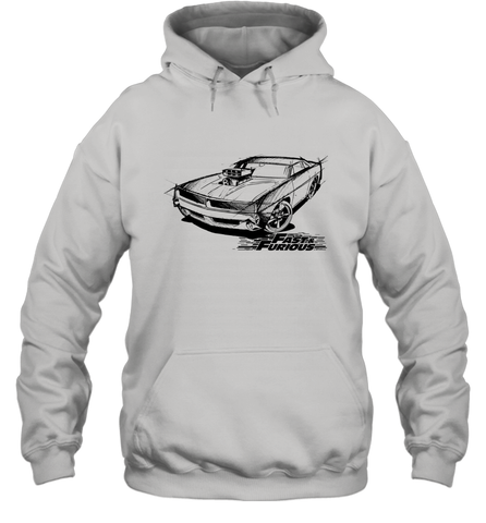 Fast & Furious Dom's Charger with Engine Hooded Sweatshirt Hooded Sweatshirt / White / S Hooded Sweatshirt - globaltrendtees