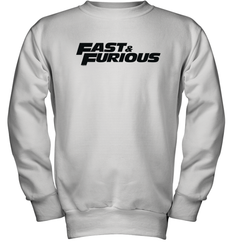 Fast & Furious Flat Black Bold Movie Logo Youth Crewneck Sweatshirt